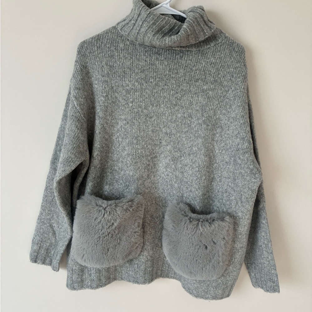 Saks Fifth Avenue Heather Gray Turtleneck Sweater